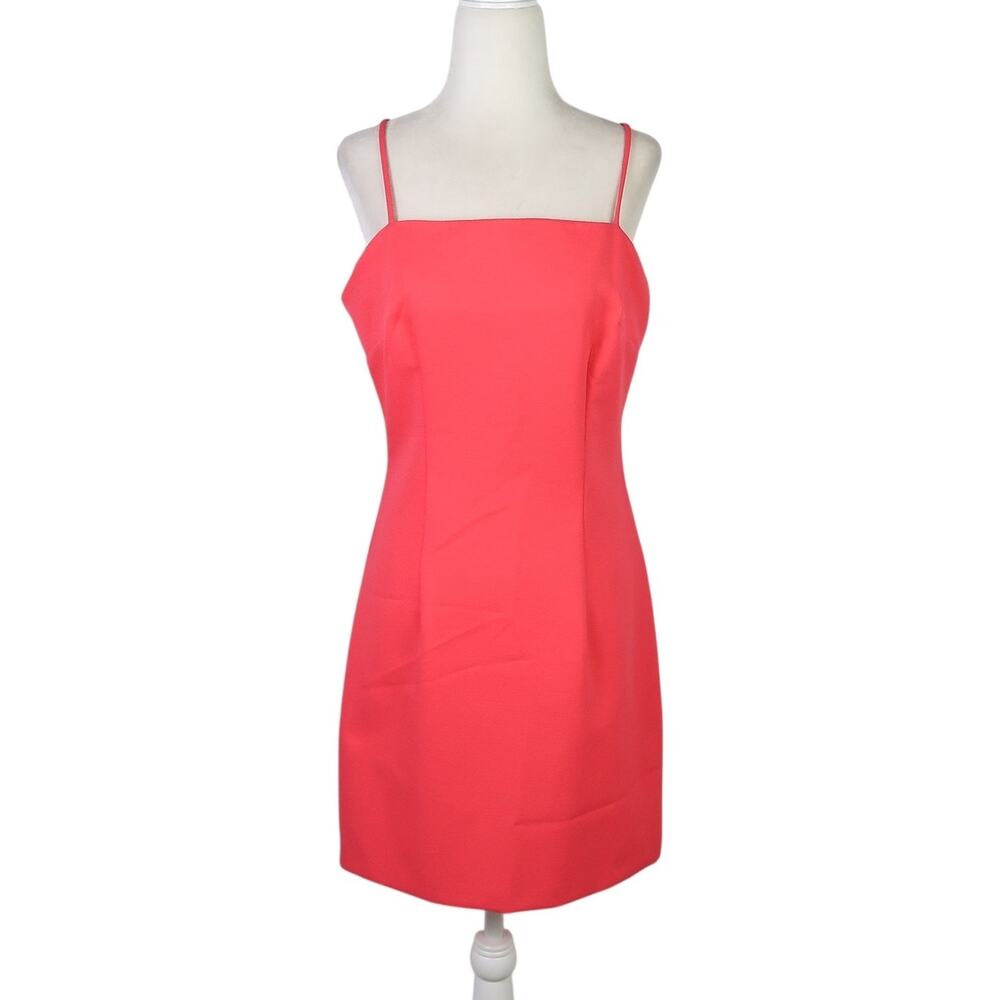 Vintage 90s XOXO coral orange square neck mini party dress 9